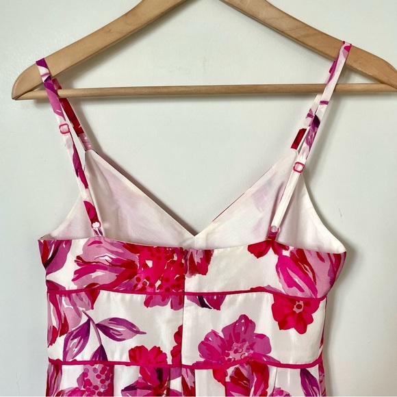Vintage Guess Y2K Silk Babydoll Sundress Pink Floral Fit and Flare Size Small - Picture 9 of 12